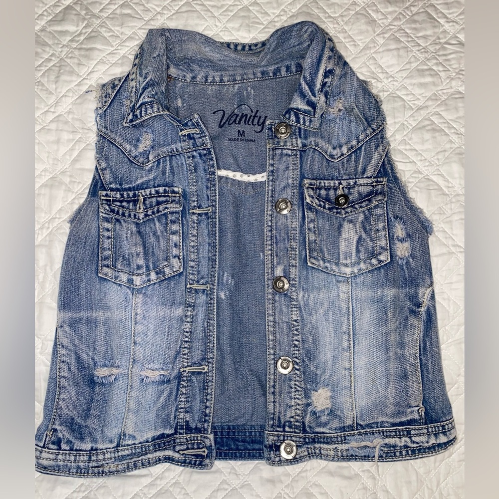 Vanity Distressed Denim Vest